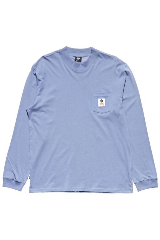 Stussy Mens Pocket Long Sleeve T Shirt Blue - IORBA6374